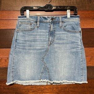 J. Crew Mercantile Light Blue Distressed Mini Skirt